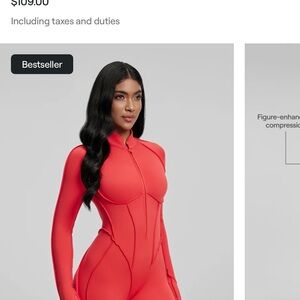 Women's Red Zip-Up Bodysuit